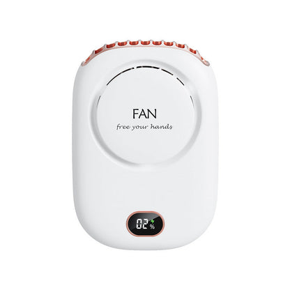 Lazy Leafless Hanging Neck Fan Digital Display Silent