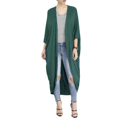 Women's Loose Bat-sleeve European And American Mid-length-sleeved Trench Coat