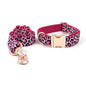 Leopard Print Rose Gold Pet Collar Leash Bow