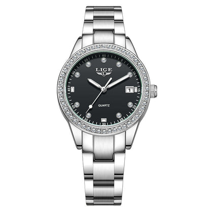 Fashion Girl Quartz Watch Diamond-encrusted Multifunctional Waterproof Luminous