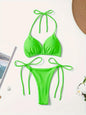 Solid Color Sexy Lace-up Hot Girl Temperament Women's Bikini Swimsuit