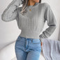 Street Style Twist Long Sleeves Cropped Knitted Sweater