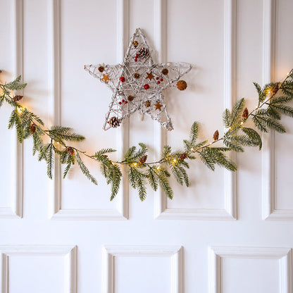 Led Lights Wall Hanging Lamp Rattan Copper Decoration Home Fake Pine Needles New Wreath Window Green For Thanksgiving Christmas