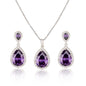 Bright Big Zircon Water Drops Necklace Eardrops Suit Bride Wedding Jewelry Simple Graceful