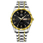 Men's Diamond Shell Calendar Watch - Stainless Steel Luxury Timepiece