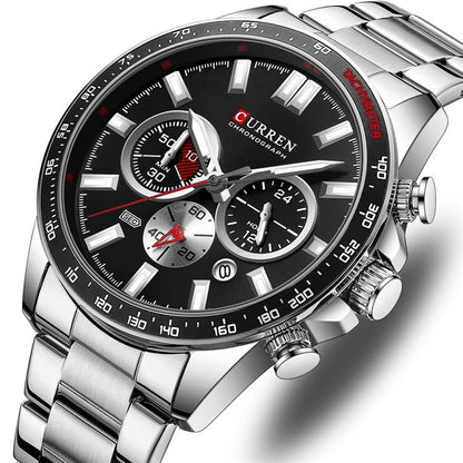 Men's Waterproof Quartz Watch - Stainless Steel Calendar Watch 30M Water Resistant