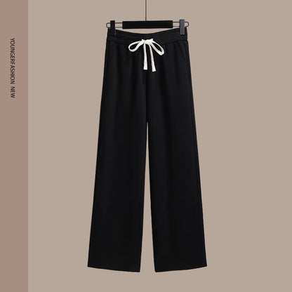 Spring Women's Clothing Student Hoodie Set Preppy-style Straight-leg Pants