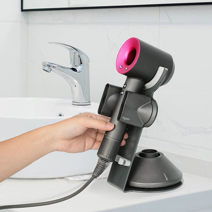 Hair Dryer Storage Rack - Wall Mounted Holder Bracket for Bathroom Organizer No Drill