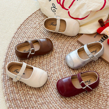 Simple And Versatile Leather Shoes For Little Girls