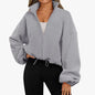 Loose Lapel Cardigan Zipper Sweater