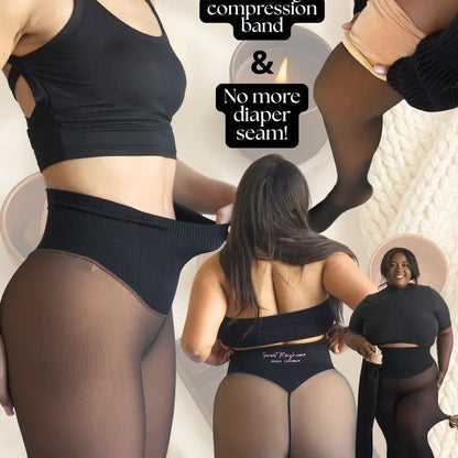 Single Thread Stitching Cross-border Winter Warm Translucent Leggings
