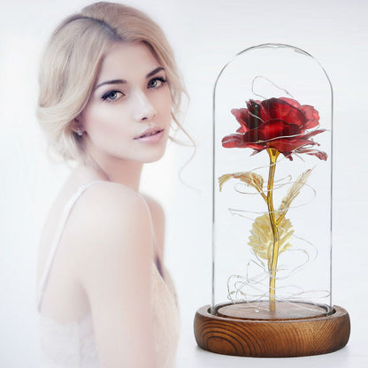 Valentine's Day Gift Simulation Gold Foil Rose Lamp Glass Cover Ornaments Color Box Packaging