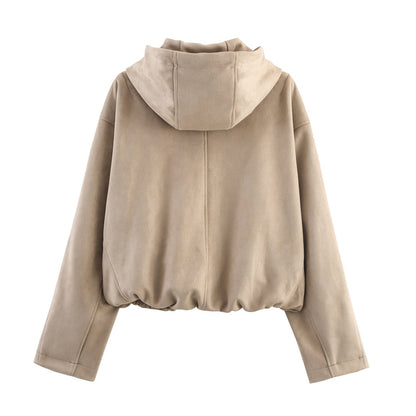 Women's European And American Style Hooded Bomber Jacket
