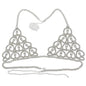 Sexy Bikini With Heart-shaped Rhinestone Claw Chain On Body Chain