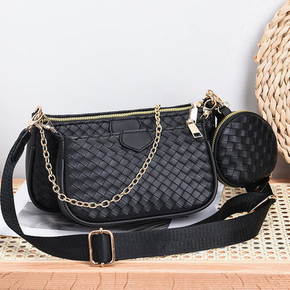 Fashion Woven Pattern PU Leather Crossbody Bag
