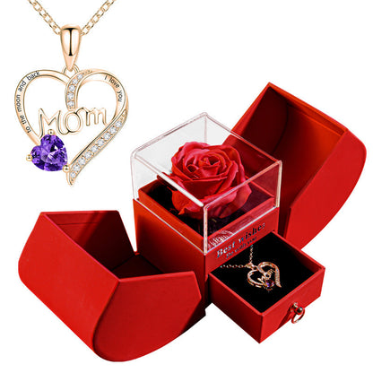 Eternal Rose Apple Gift Box Women Necklace Valentine's Day Wedding Jewelry