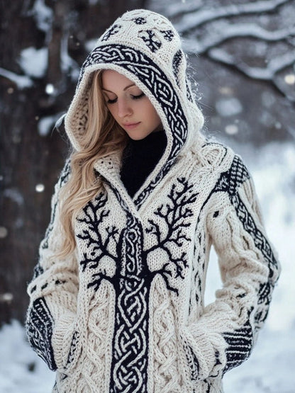 Women's Skin-friendly, Anti-pilling Knitted Cardigan With A Round Neckline, Loose Fit, And Long Length