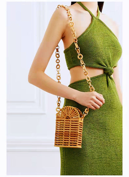 Ancient Style New Women's Crossbody Shoulder Bamboo Woven Bag