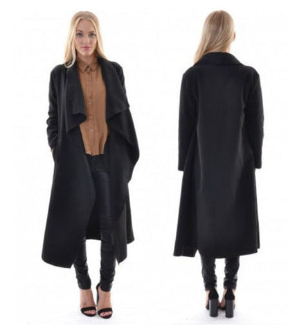 Explosive Long Sleeve Cardigan Jacket Irregular Mid-length Windbreaker