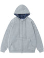 Street Plaid Cardigan Hoodie Loose-fitting Hooded Coat