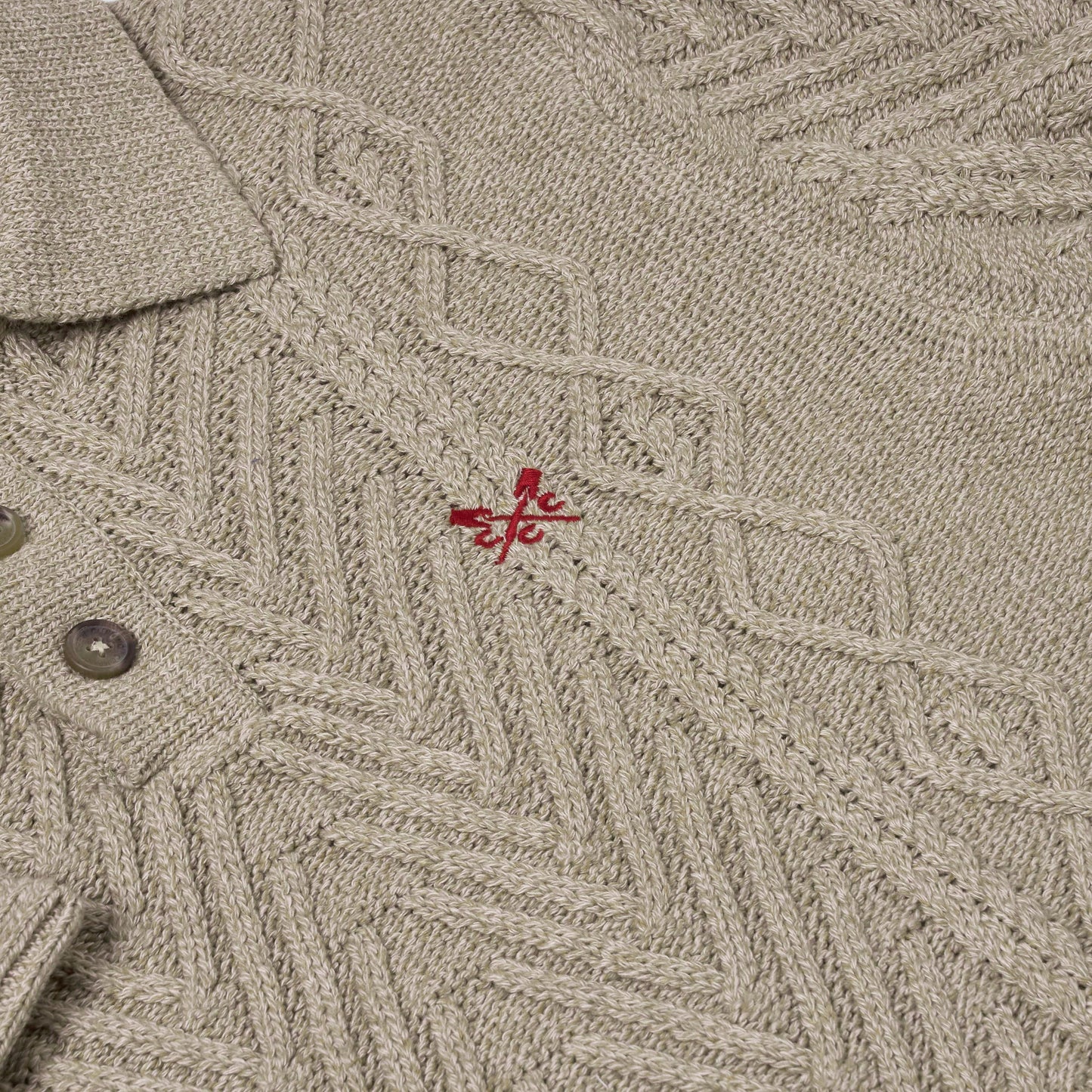 Crew Clothing Company Cable Knit Button Neck Jumper