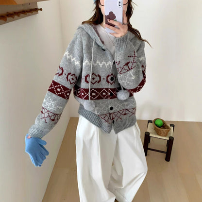 Idle Style Brocade Sweater Plus Size Women's Coat