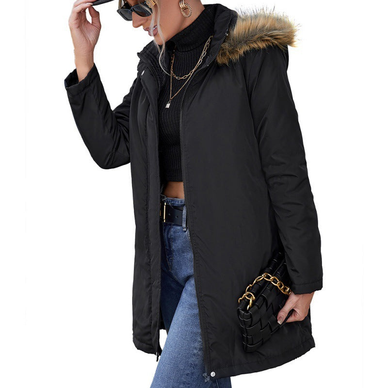 Casual Hooded Mid Length Trench Coat