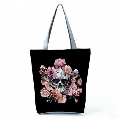 Portable Large Capacity Skull Printed Handbag