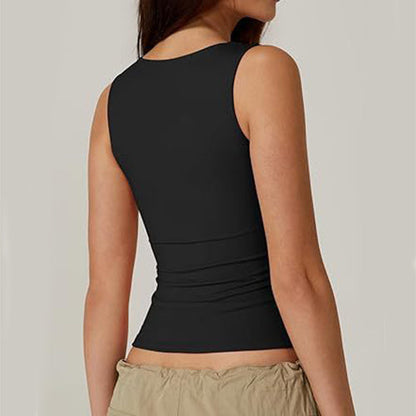 Summer Square-neck Tank Vest Ins Fashion Slim Solid Sleeveless Tops For Women Clothing