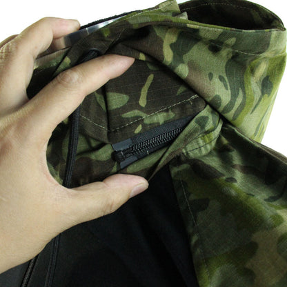 Detachable Hood With Zipper, CTP-style Long-sleeve Tactical Top