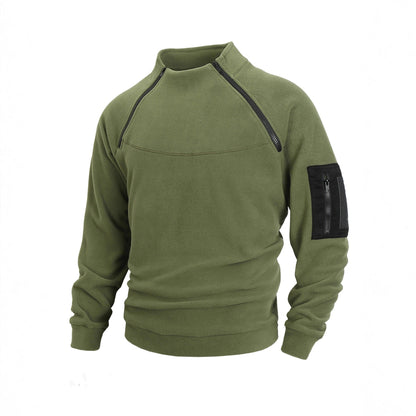 Men's Premium Coral Fleece Pullover Coat - Stand Collar Long Sleeve Winter Jacket