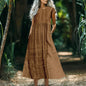 Women's Solid-Color Loose-Fitting All-Match Cotton-Linen Dress With Pockets
