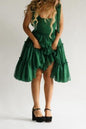 Square-neck Solid-color Wooden High-waist Flared Sleeveless Dress