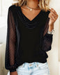 Women's Long Sleeve V-neck Velvet T-Shirt Women Elegant Diamond Mesh Sleeve Loose Tee Tops Christmas Clothes Women Shirt Red