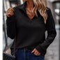 New Solid Color Half Zipper Stand Up Collar Women's Hoodie