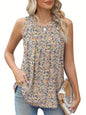 Fashion Plus Size Printed Round Neck Sleeveless Vest