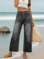 Button Elastic Loose Denim Shorts