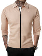 Men's Casual Long-sleeved Lapel Waffle Jacket Cardigan