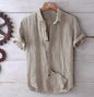 Men's Fashion Solid Color Retro Distressed Linen Shirt