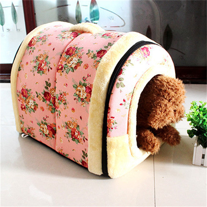 Home Pastoral Style Removable And Washable Thick Warm Cat And Dog Kennel