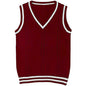 Women's Waistcoat V-neck Striped Stitching Casual Knitted Sweater