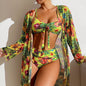 Women's Long Blouse Split Bikini Plus Size Suit