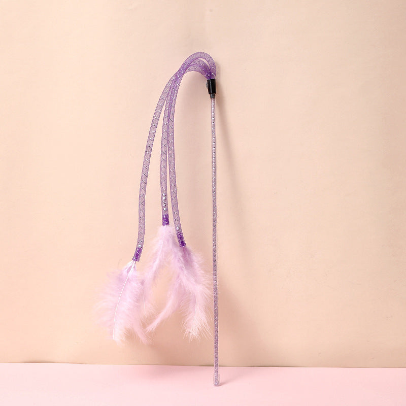 Cat Toy Teaser Plush Feather Bell Teaser Relieving Boredom Self-Hi Pet