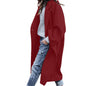 Casual Long Jacket With Pockets Solid Color Single Breasted Lapel Woolen Coat For Women Warm Winter Clothing