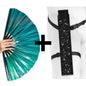 Green Emerald Ecstasy Iridescent Festival Fan (XL Rave Fan UK)