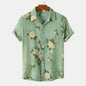 Men's Plus Size Summer Loose Short Sleeves Shirt Retro