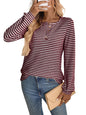 European And American Pineapple Grid Casual Button Round Neck T-shirt Knitted Long Sleeve