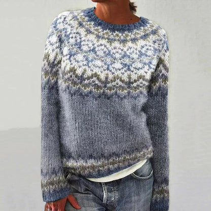 Women's Round-neck Color-block Loose Sweater