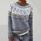 Women's Round-neck Color-block Loose Sweater