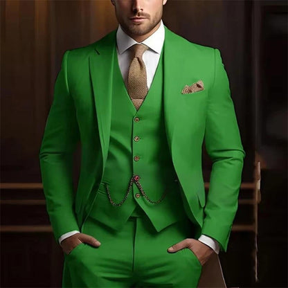 Men's Slim Fit Three-Piece Suit - Jacket, Vest & Trousers Set